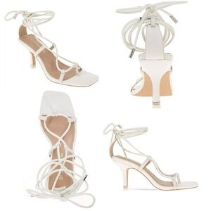 BCBG Marxa Ankle Tie Sandal White Size 8